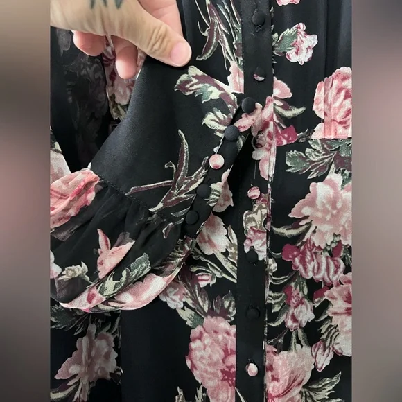 Bardot Floral Print Long Sleeve Chiffon Dress size 6 - Picture 9 of 13